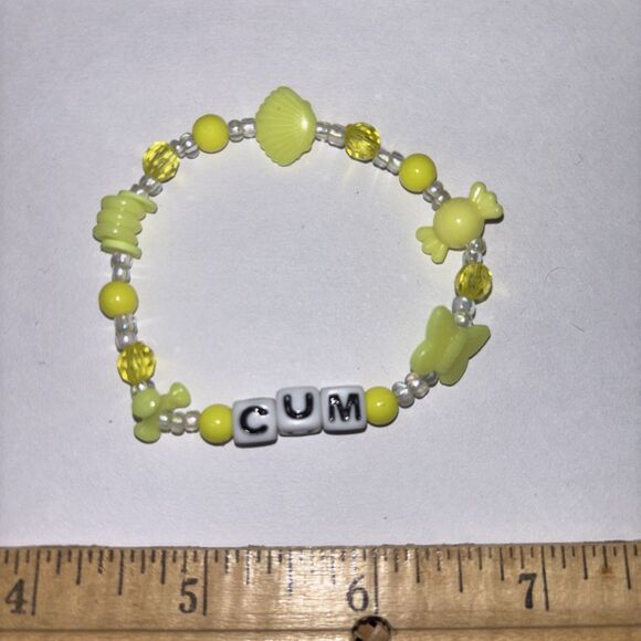 Multicolor “C*m” Bracelet Adult Humor Beaded Handmade Naughty Accessories - Picture 3 of 3